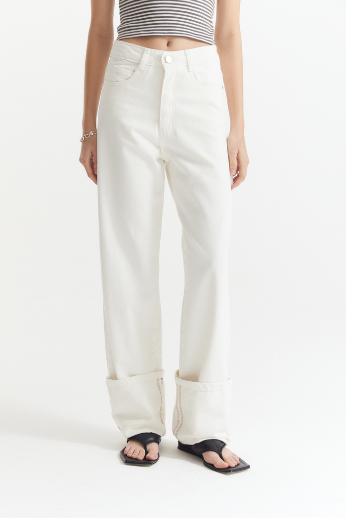 Jean Maxi Bota Off White 