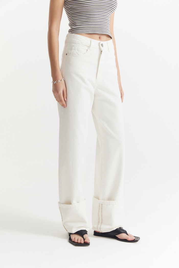 Jean Maxi Bota Off White 