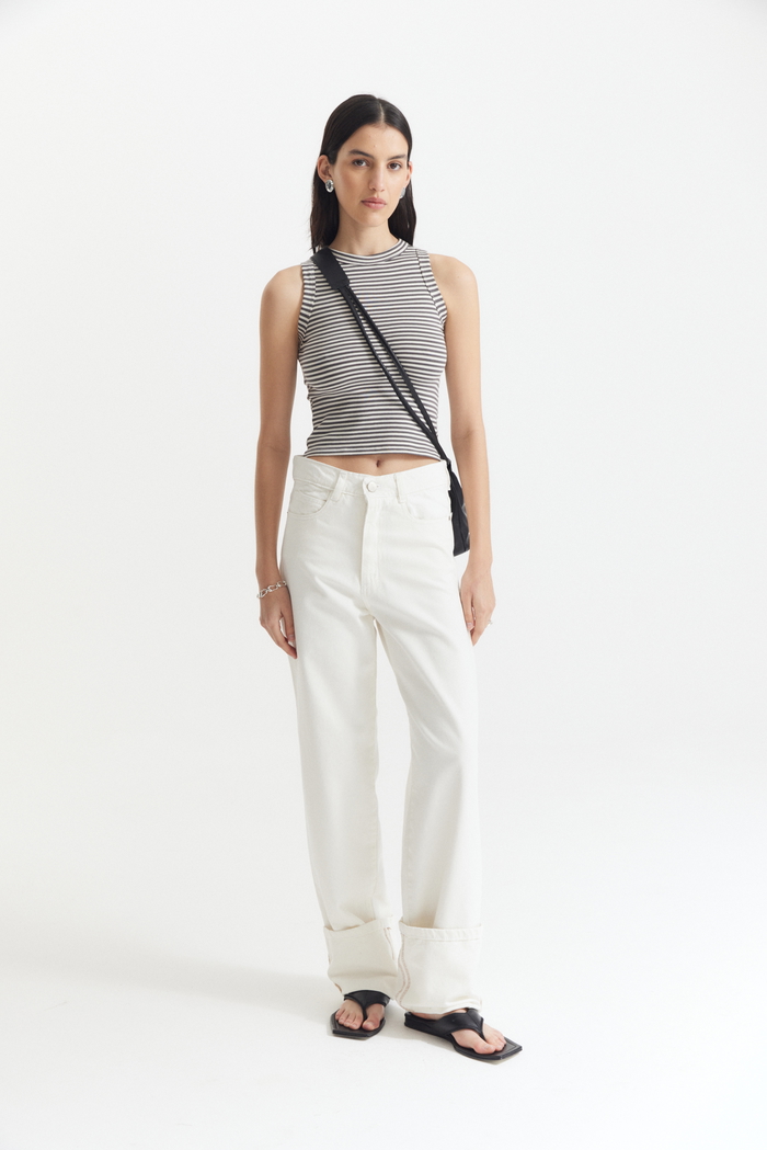 Jean Maxi Bota Off White 