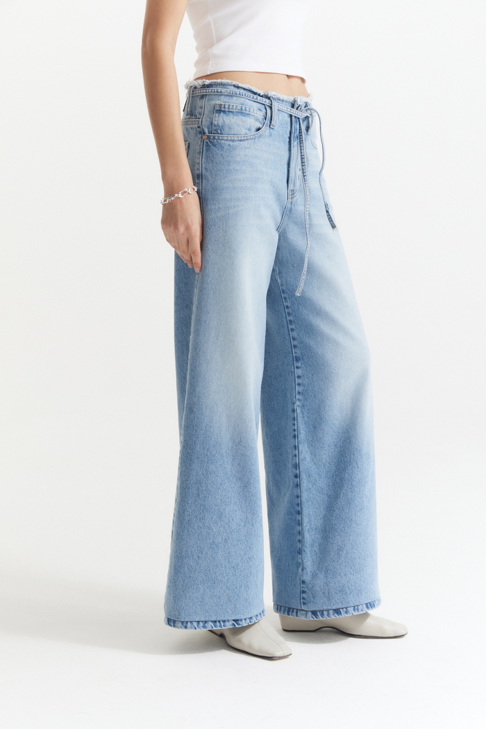 Jean Wide Leg sin Cintura Celeste