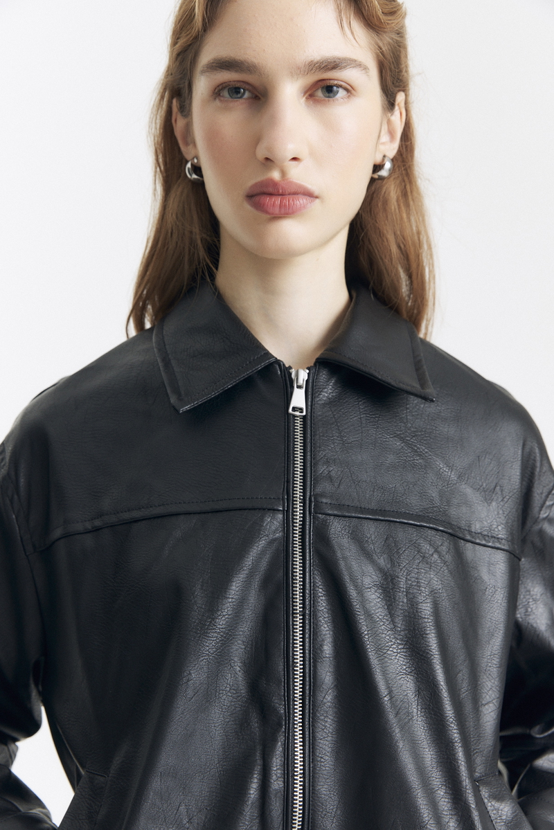 Campera Bomber Eco Cuero