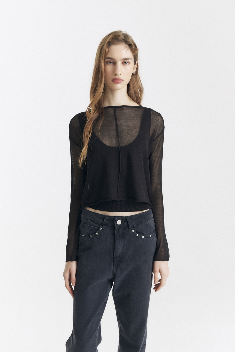 Sweater Tejido Fino Combinado