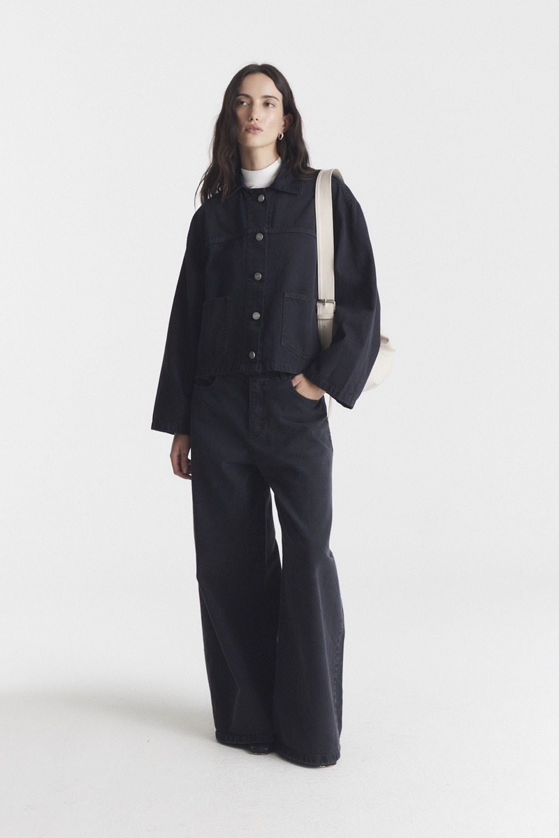 Campera Denim Bolsillos Black