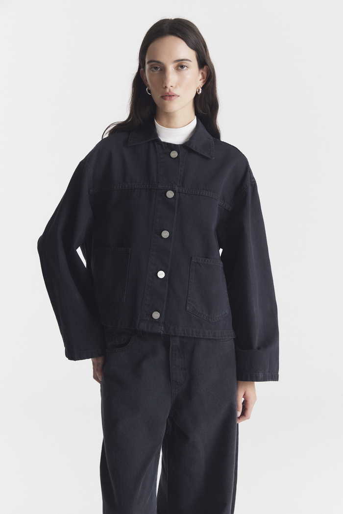 Campera Denim Bolsillos Black