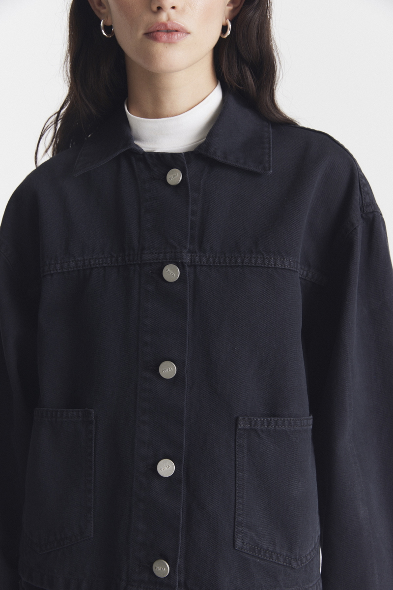 Campera Denim Bolsillos Black